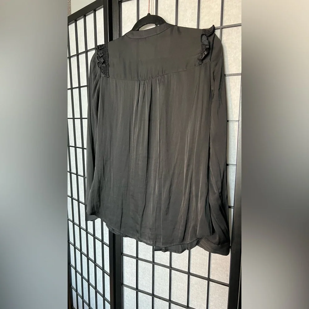 Express Silky Ruffled Shoulder Button Up - Picture 2 of 6